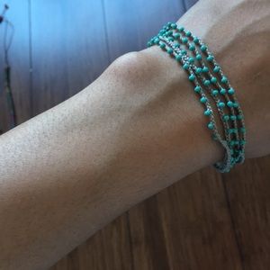Long blue beaded bracelet or necklace